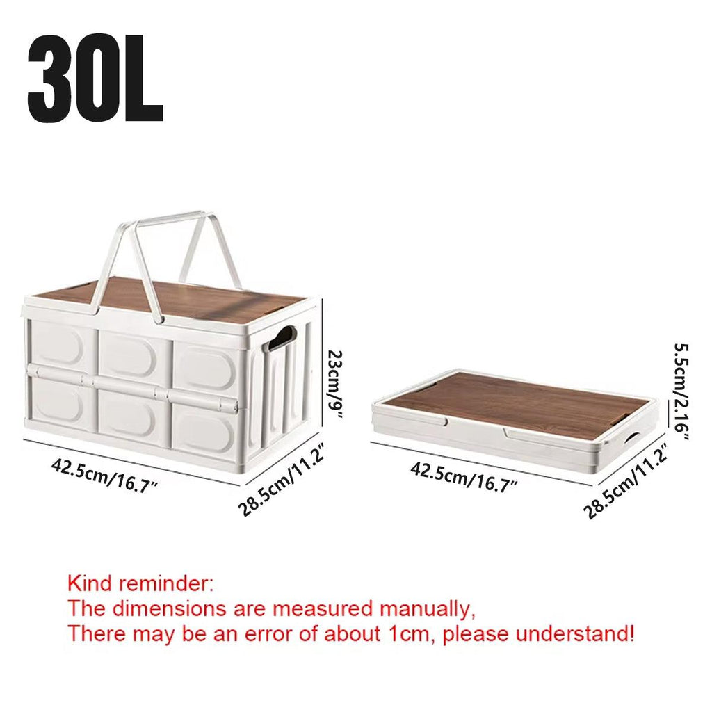 Camping Folding Car Trunk Storage Box Wooden Lid Outdoor Fishing Organizer Box