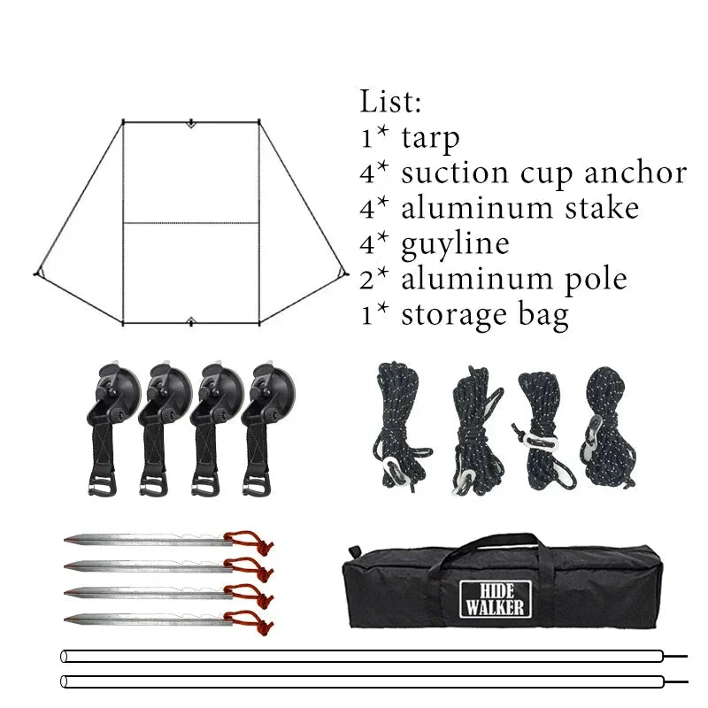 Bat Shape Car Side Awning Waterproof Rear Shelter Tent (Black)
